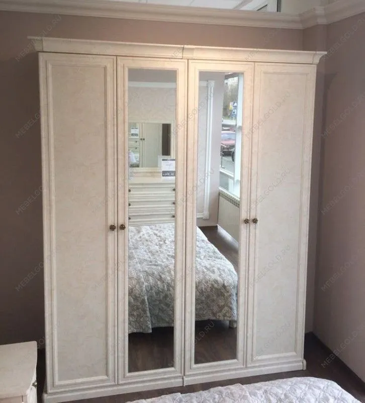 Шкаф Афина 4-дверный (2+2) с зеркалом крем корень | изображение 2