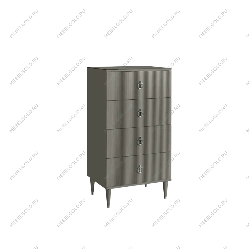 Комод 4 ящика Римини СОЛО (Серый/Серебро) РМКМ-6(s)