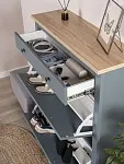 Центральный склад - Обувница Сага с 2 откидными ящиками 92х122 темно-бирюзовая-ясень | изображение 4