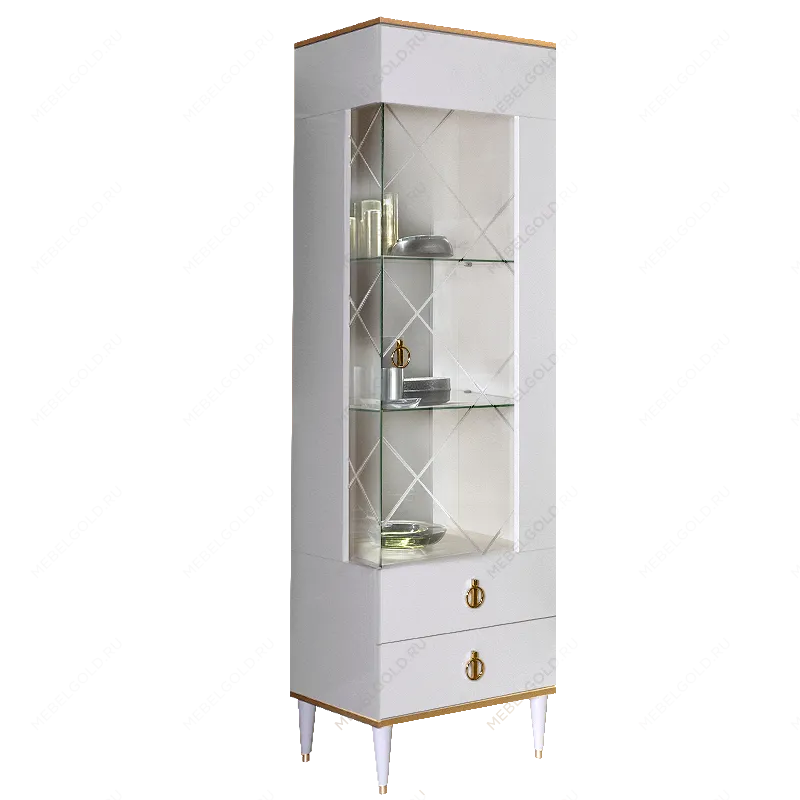 Витрина 1-ств. Римини (Белый/Серебро) (Правая) РМВ1-1С