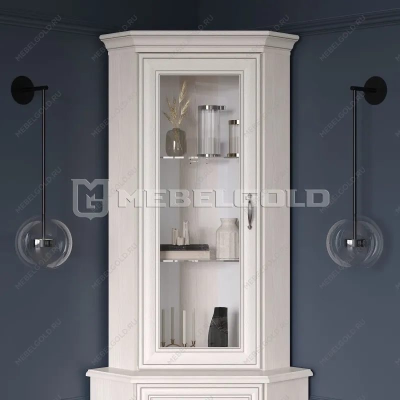 Шкаф с витриной Тиффани 1VU вудлайн кремовый | изображение 1