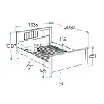 Кровать двуспальная Сага, 140х200 см, темно-бирюзовая/ясень | изображение 12
