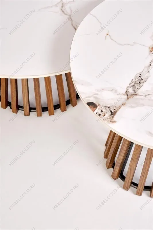 Стол журнальный Halmar CARINA S (бежевый мрамор/орех) | изображение 5
