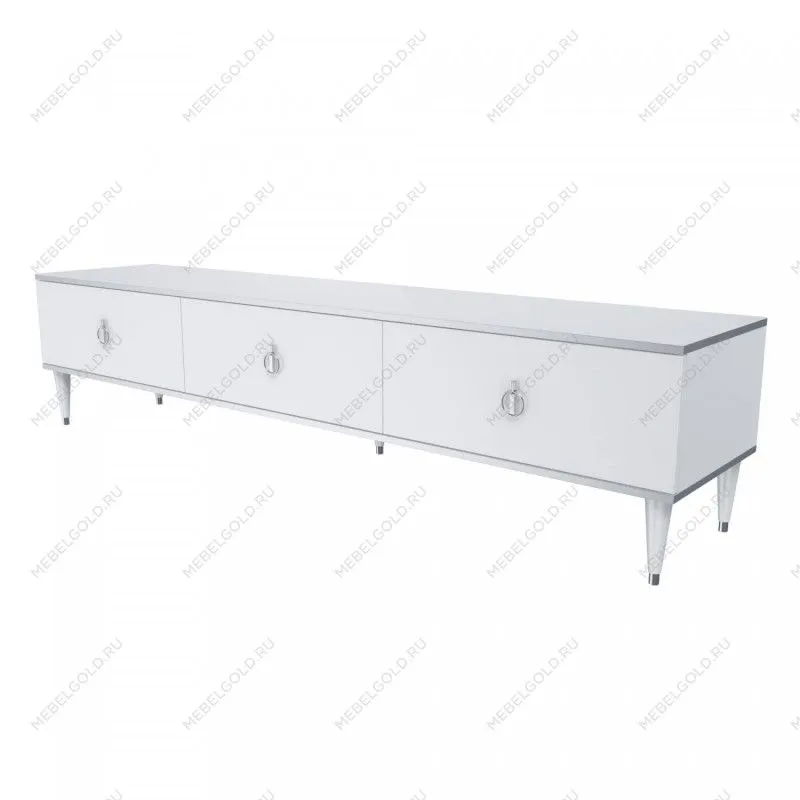 Тумба под телевизор 3 ящика Римини (Белый/Серебро) РМТ-4