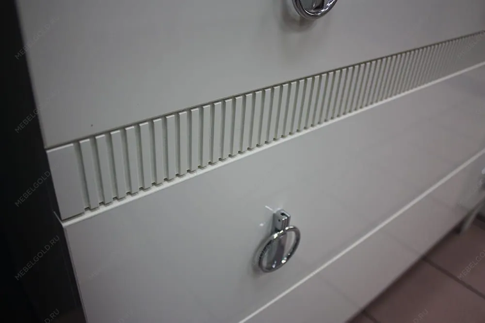 Лобня - Шкаф 3-х дв. (с зеркалом) для платья и белья Римини СОЛО (слоновая кость серебро) РМШ1/3 (s) | изображение 5