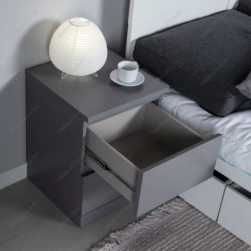 Тумба прикроватная Варма, 2 ящика, 40х55х40 см, эмаль серая | изображение 19