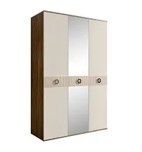 Шкаф 3-х дверный с зеркалом Bogemia Woodline Fi (Слоновая кость/Хром) БМШ1/3