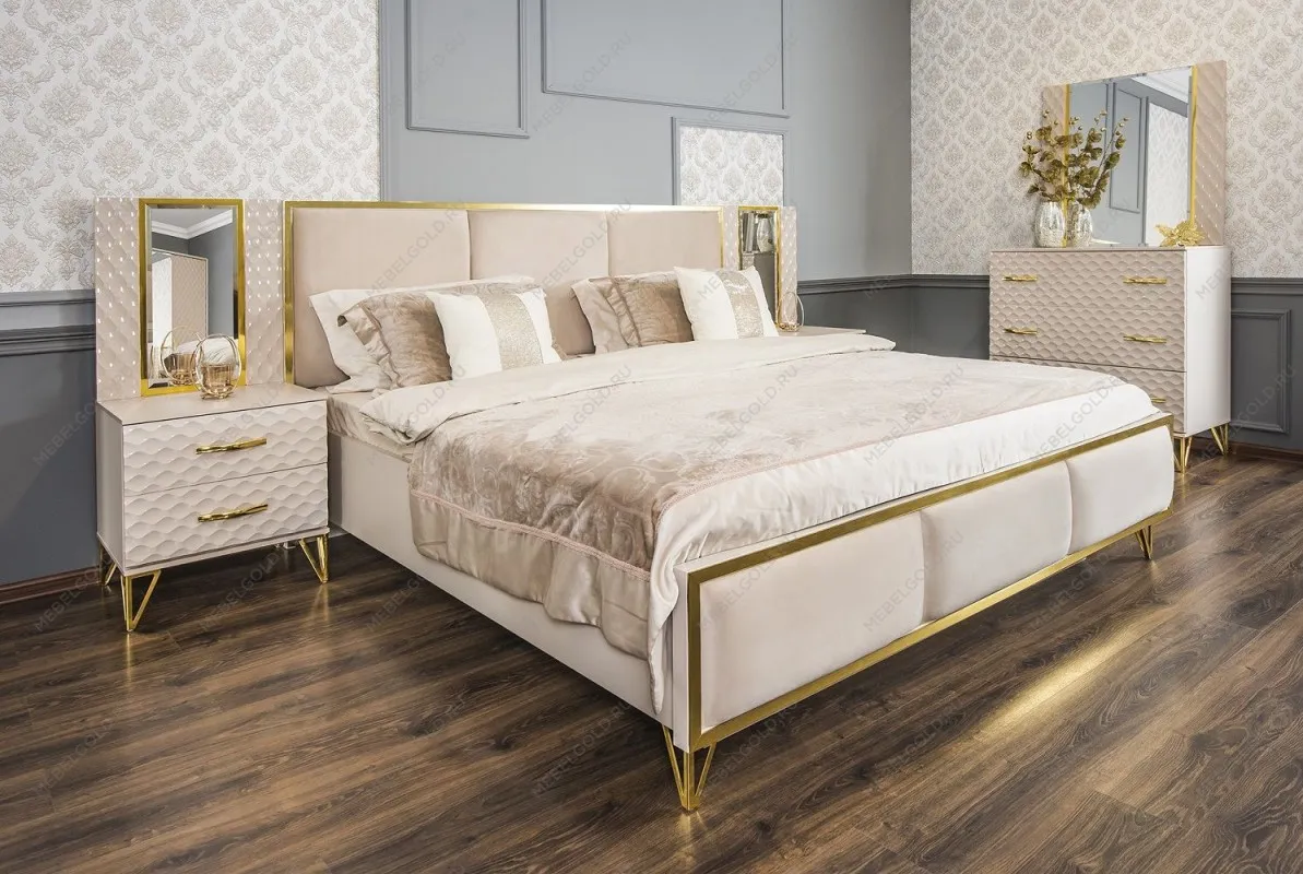 Кровать Лара 160x200 см бежевый глянец | изображение 2