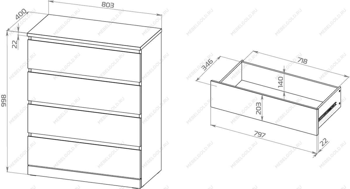 МАЛЬМ / VARMA Комод ИКЕА / IKEA 4 80х100х40, серый | изображение 4