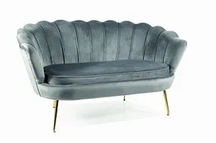 Диван SIGNAL CAMELLIA 2 Velvet Bluvel 14 (серый/золотой)