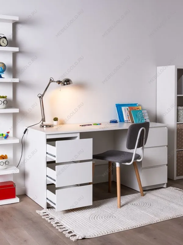 Стол письменный Кастор, 6 ящиков, 151х65х75 см, белый | изображение 2