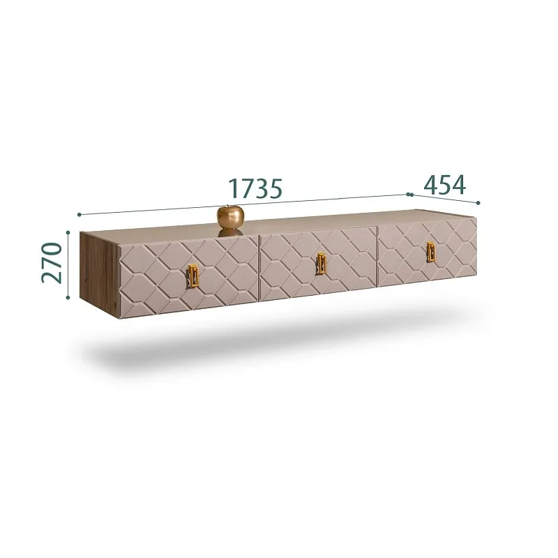 Тумба телевизионная 1.6м Bogemia Woodline Fly Fa (Мокка) (Lakobel/Золото) БМТ-1