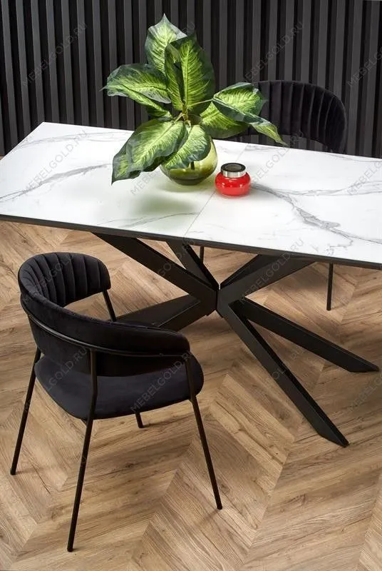 Стол обеденный Halmar DIESEL раскладной (белый мрамор/темно-серый/черный) | изображение 5