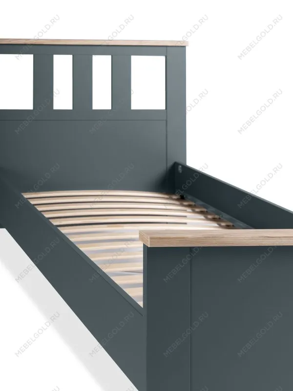 Кровать односпальная Сага, 90х200 см, темно-бирюзовая/ясень | изображение 6