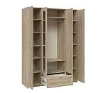 БРИМНЭС / СИРИУС Шкаф четырёхдверный ИКЕА / IKEA с одним выдвижным ящиком и двумя зеркалами, Дуб Сонома | изображение 2