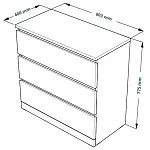 Комод Варма, 3 ящика, 80х78х40 см, эмаль серая | изображение 8