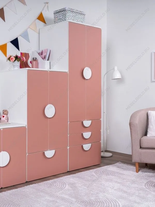 Шкаф распашной Пикси, с двумя дверьми, тремя выдвижными ящиками и полкой 60x57x180, мечтательный пион | изображение 9