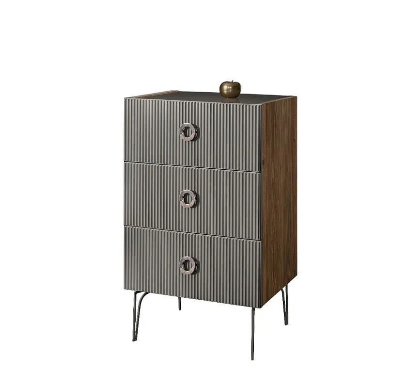 Комод Bogemia Woodline Fi (Серый) (Lakobel/Хром) БМКМ-1