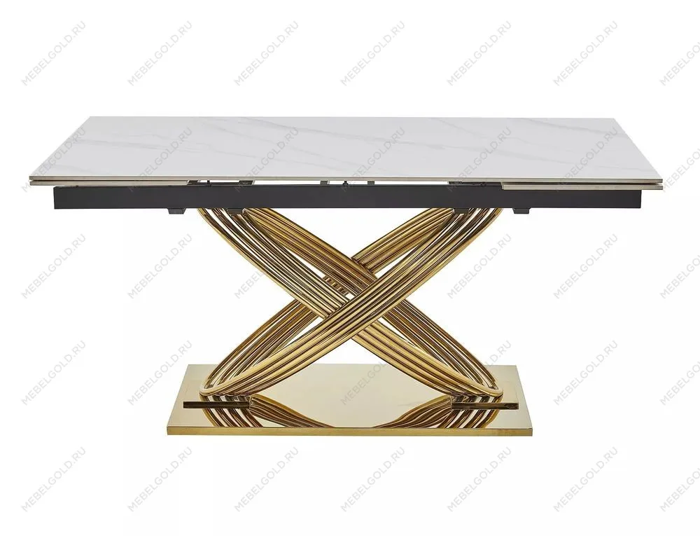 Стол обеденный Signal HERMES II 160 (эффект белого мрамора/золотой) | изображение 2