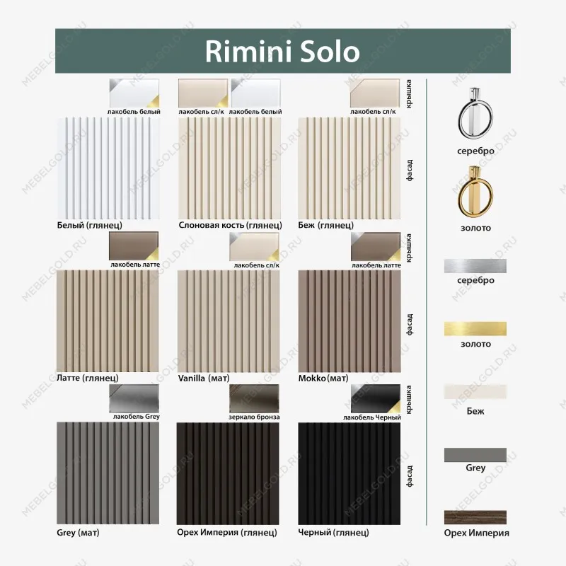 Шкаф 1-но дверный с зеркалом Римини СОЛО (Мокка/Золото) РМШ1/1(s) | изображение 1