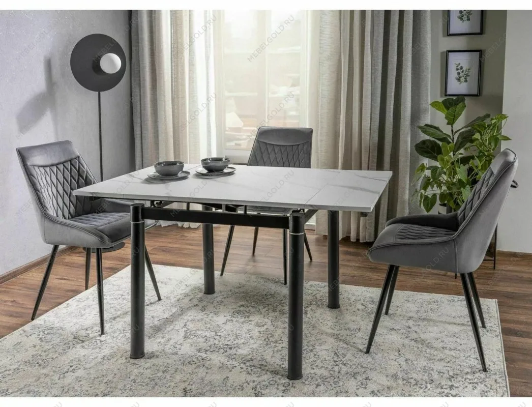Стол обеденный Signal GD082 80 раскладной (белый мрамор/черный мат) | изображение 2