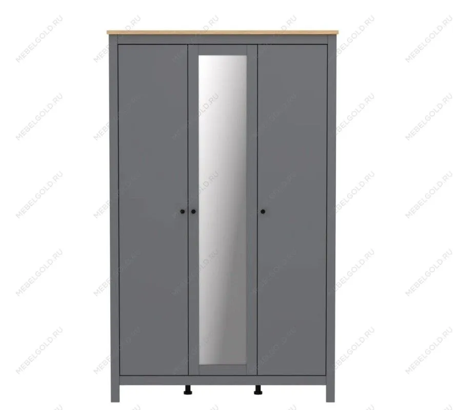 САГА шкаф 3 двери с зеркалом серый/ясень | изображение 1