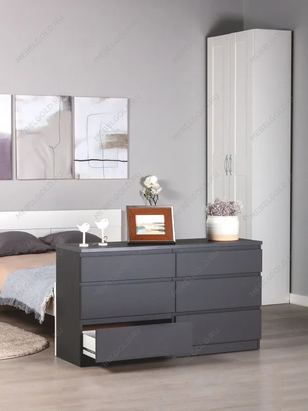 Комод Кастор, 6 ящиков, 129х40х71 см, серый | изображение 1