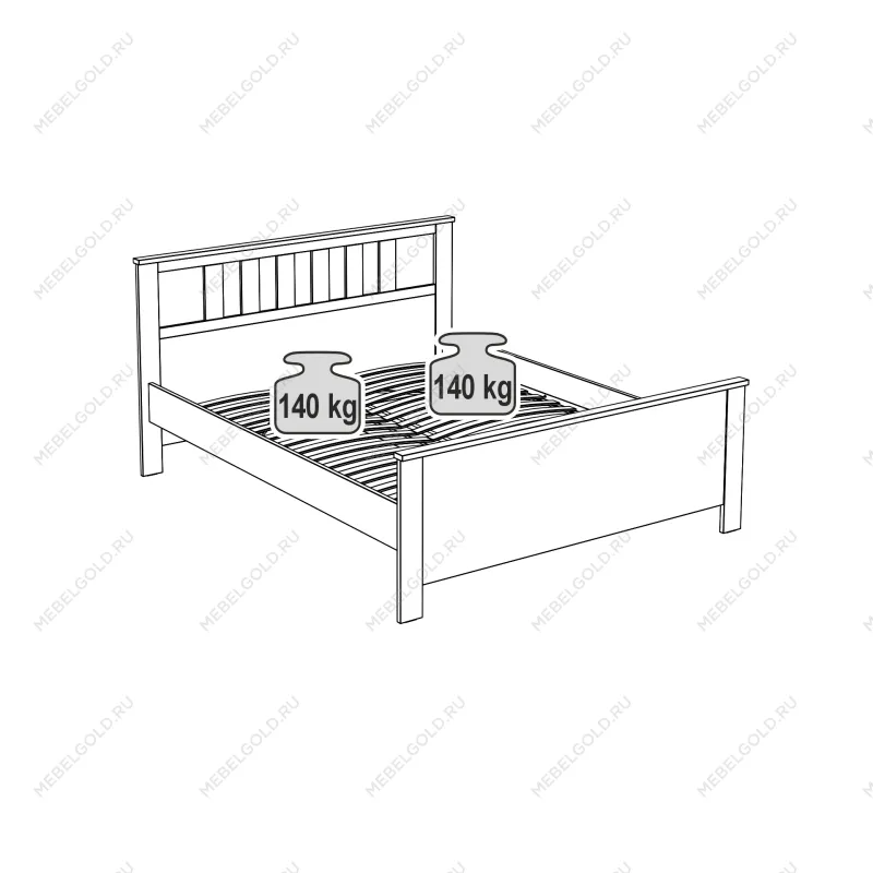 САГА кровать двойная 160х200 серая | изображение 2