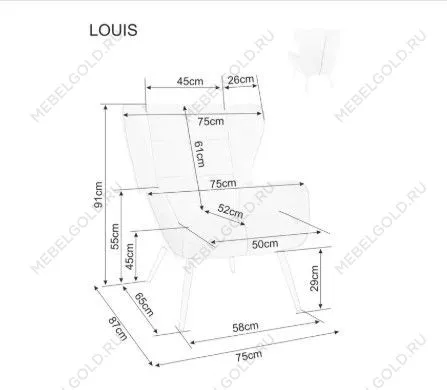 Кресло Signal LOUIS Velvet 19 (черный/черный) | изображение 2