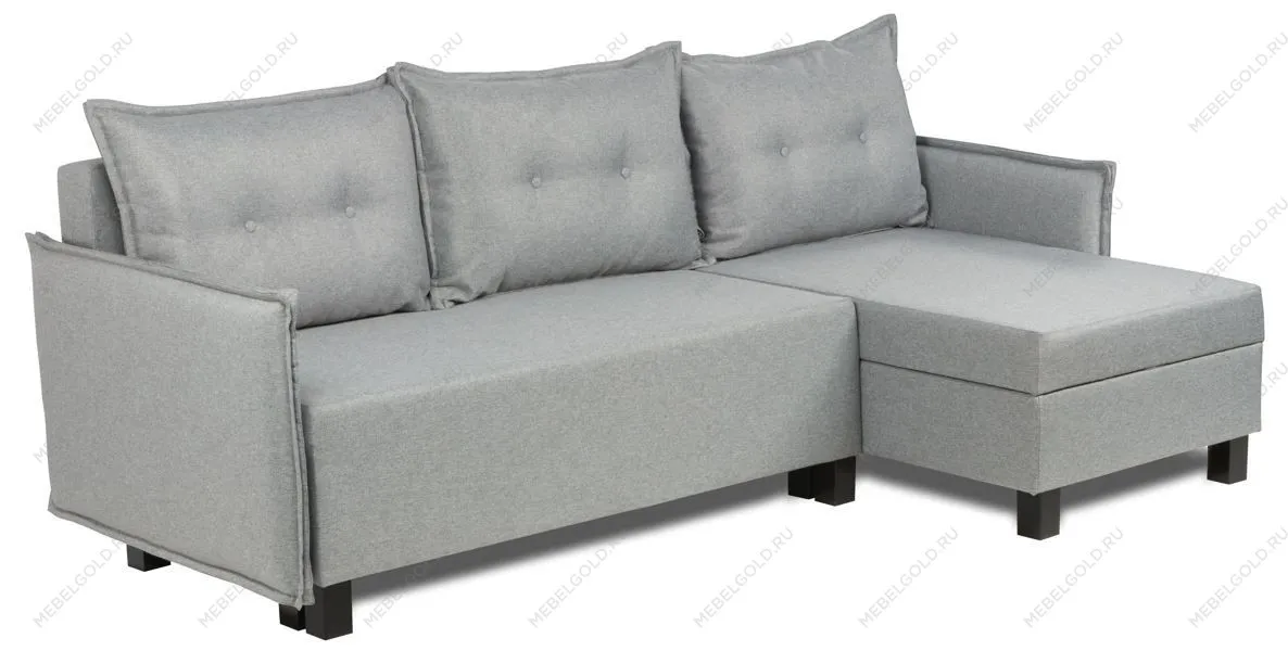 Диван-кровать угловой КИРКАС, 217х90х77 см, светло-серый