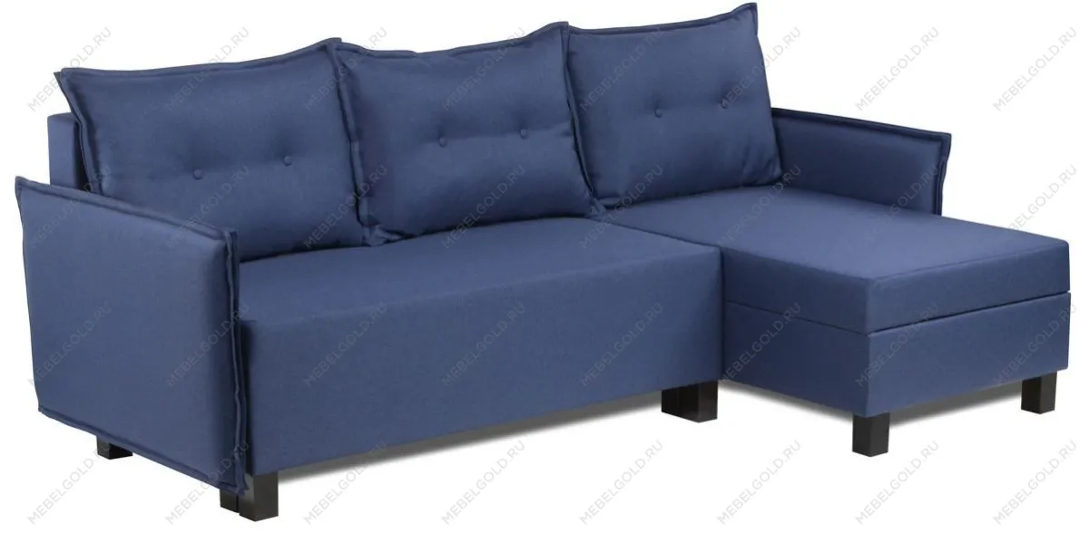 Диван-кровать угловой Киркас синий, рогожка