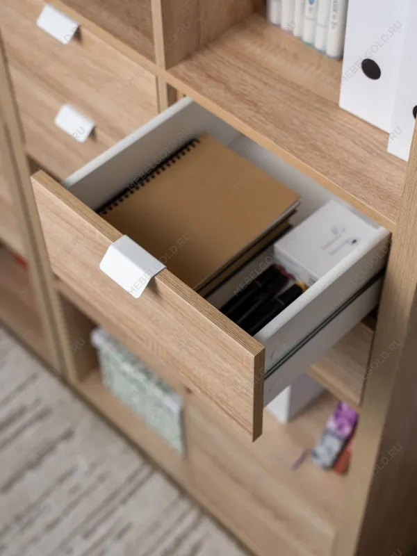 Модуль с двумя ящиками , для стеллажа ФОРА, ручка металл, 33х33х37, дуб беленый | изображение 13