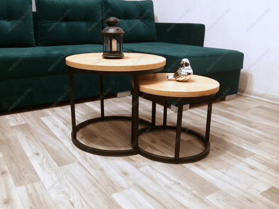 Комплект Halmar OREO 2 стола журнальных (дуб золотой/черный) | изображение 2