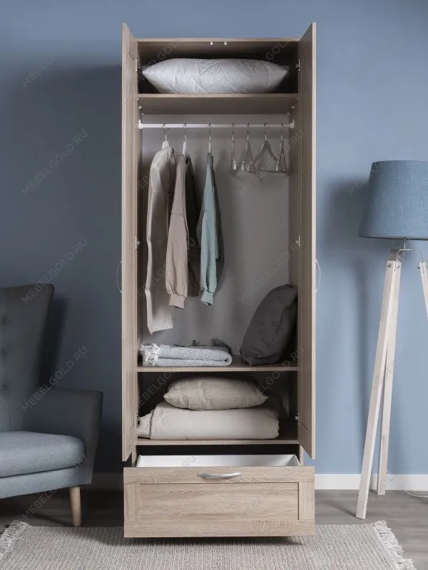 Шкаф Сириус, 2 двери и 1 ящик, 78х59х220 см, дуб сонома | изображение 1