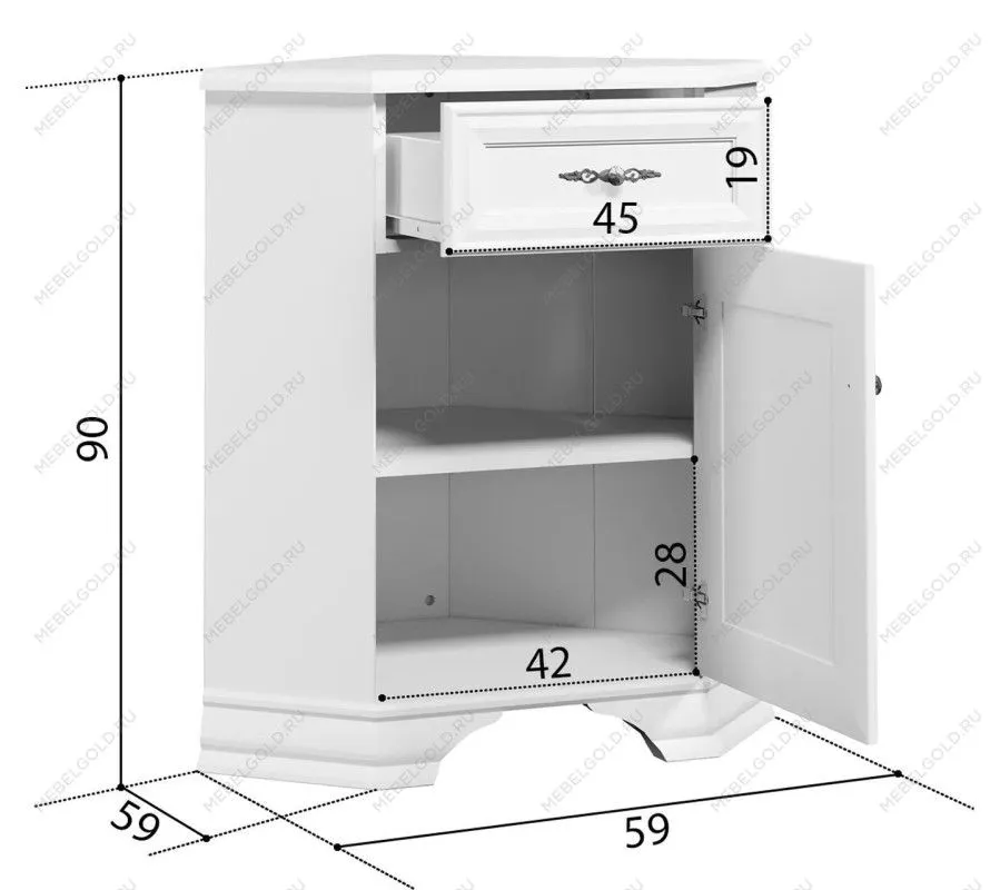 Тумба Кентаки KOMN1D1S/P угловая белый - Выставка Лобня | изображение 2