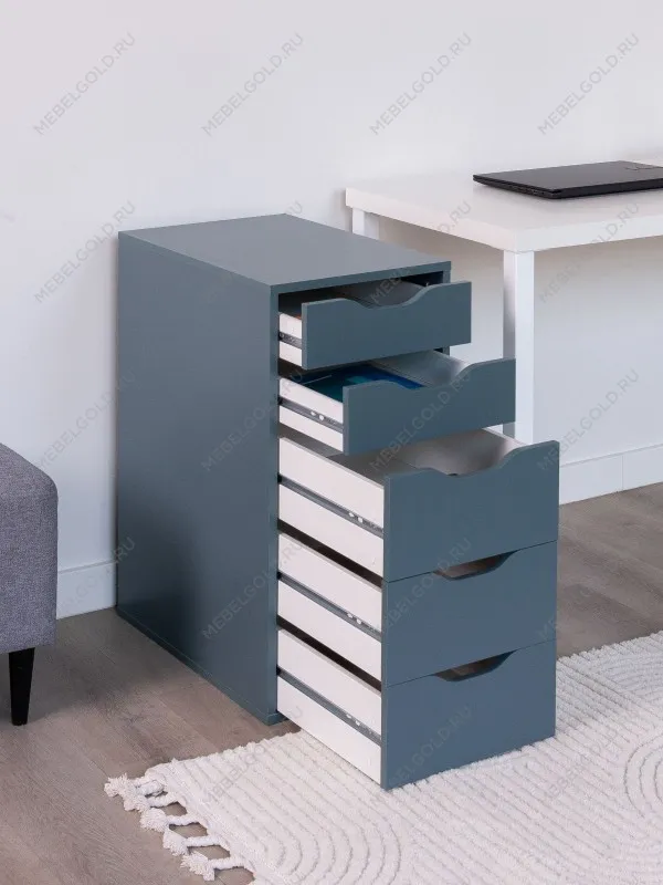 Комод Ингар, 5 ящиков, 36x71x53 см, серо-бирюзовый | изображение 1