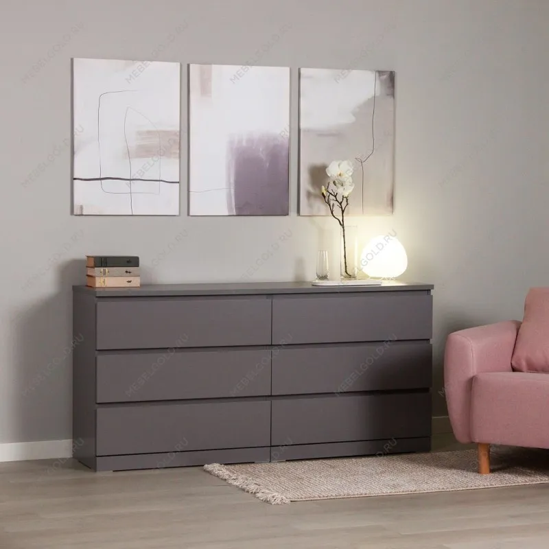 Комод Варма, 6 ящиков, горизонтальный, 160х78х40 см, эмаль серая | изображение 4