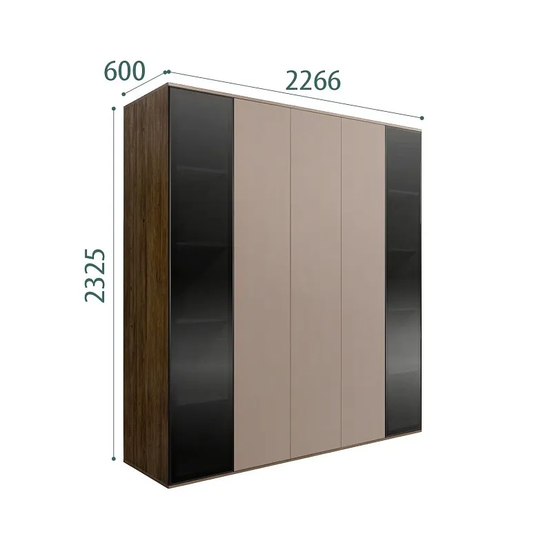 Шкаф 5-ти дв. Bogemia Woodline Air (Мокка/Черный) БМШ2/5(2)