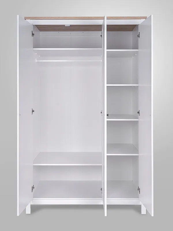 Шкаф распашной Сага, 3 двери, 132х64х215 см, белый/ясень | изображение 9