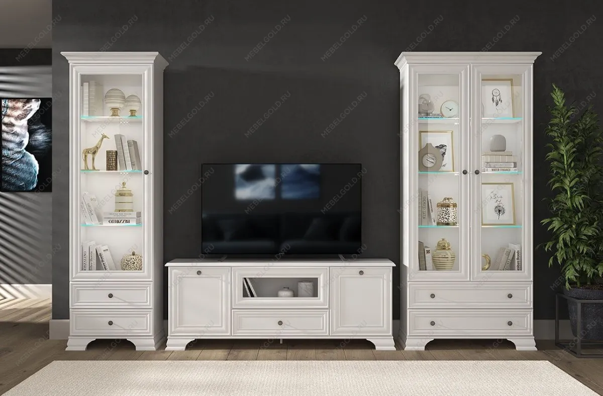 Шкаф с витриной Тиффани 2V2S белый | изображение 1