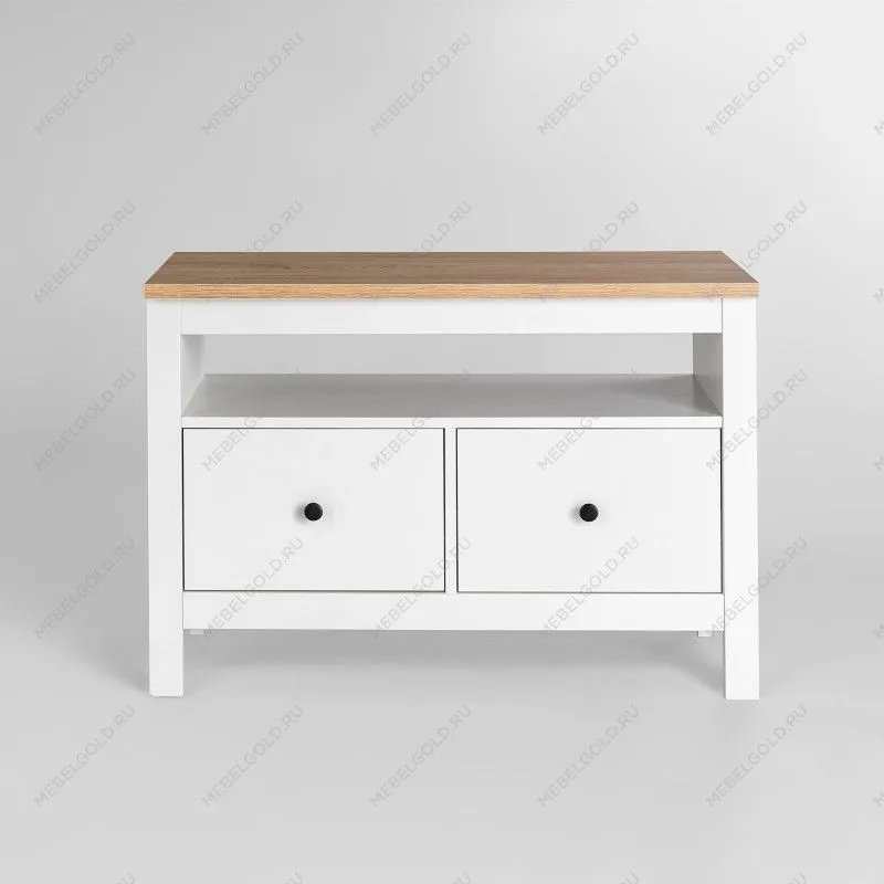 САГА тумба 2 ящика белая/ясень | изображение 2