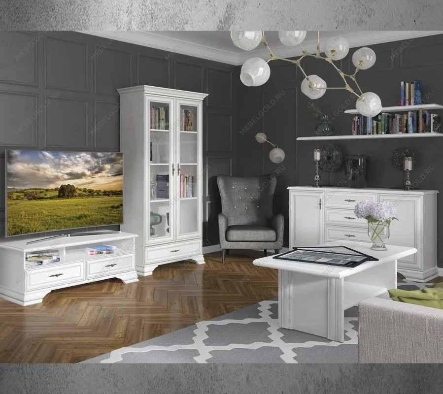 Шкаф с витриной Кентаки REG2W1S белый | изображение 5