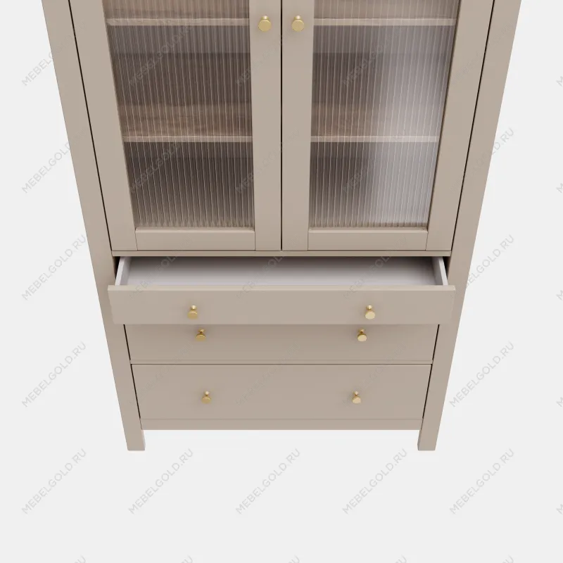 САГА шкаф с витриной 90 МОРУ кашемир/ясень | изображение 5