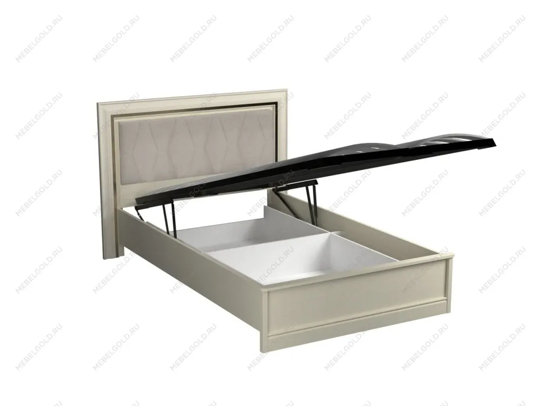 Кровать 1200 с мягкой вставкой изголовья и подъемным механизмом, Сиена (1490*2110*1100), Береза бежевая