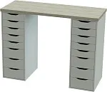 ИНГАР стол письменный ИКЕА / IKEA 2/88 140x106x55, дуб беленый/белый | изображение 1