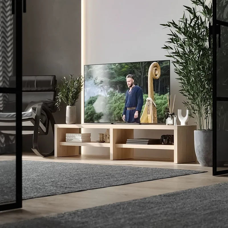 Тумба ТВ Энкель, 2 полки, 160х37x38 см, дуб беленый | изображение 5