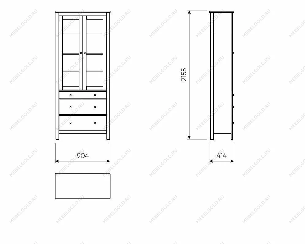 Шкаф с витриной Сага, 90х41х215 см, темно-бирюзовый/ясень | изображение 13