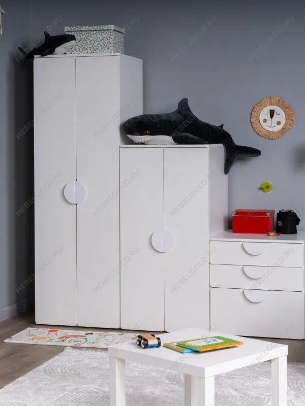 Шкаф распашной Пикси, с двумя дверьми и тремя полками 60х57х120, белый (робкий подснежник) | изображение 3