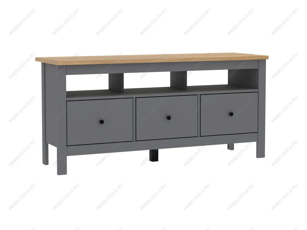 Тумба ТВ Сага, 3 ящика, 131х42х63 см, серая/ясень | изображение 13