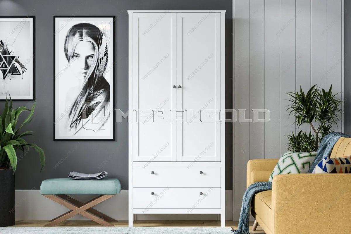 Шкаф Ева (Хельга) SZF2D2S/90 белый | изображение 1